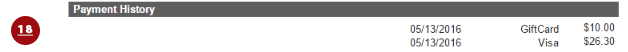 Payment History on the email receipt