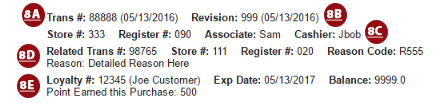 Receipt Transaction Header on the email receipt