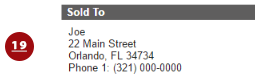 Sold To Information on the email receipt